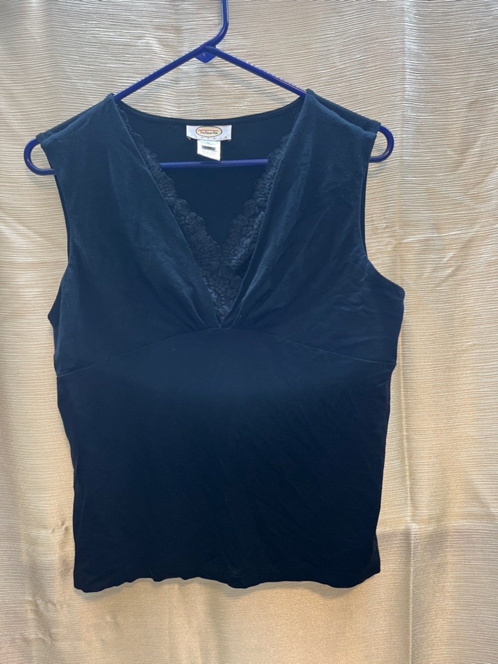 Talbots Black Lace-Trim V-Neck Tank Top